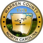 Warren County North Carolina Seal - 1770 - Seal contains an image of the Warren County map that highlights the cities of Macon, Norlina, and Warrenton