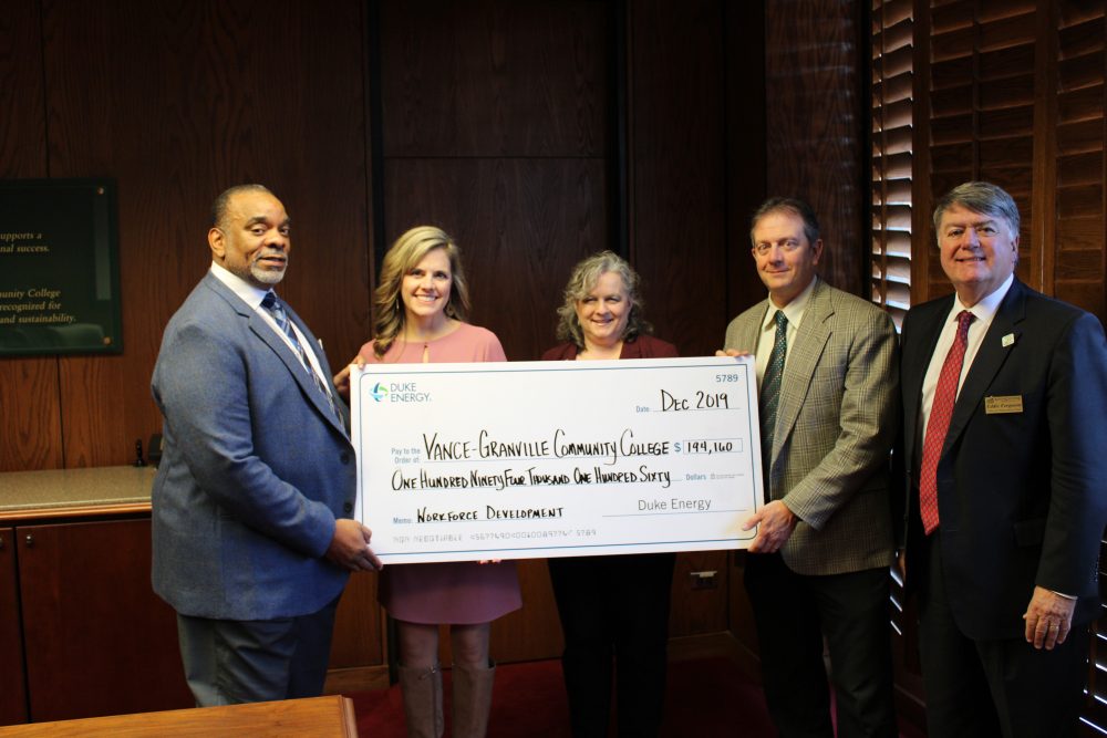 From Left to Right Kenneth Wilson, Tanya Evans ( district manager, Duke Energy), VGCC President Rachel Desmarais, Ken Lewis, Eddie Ferguson.