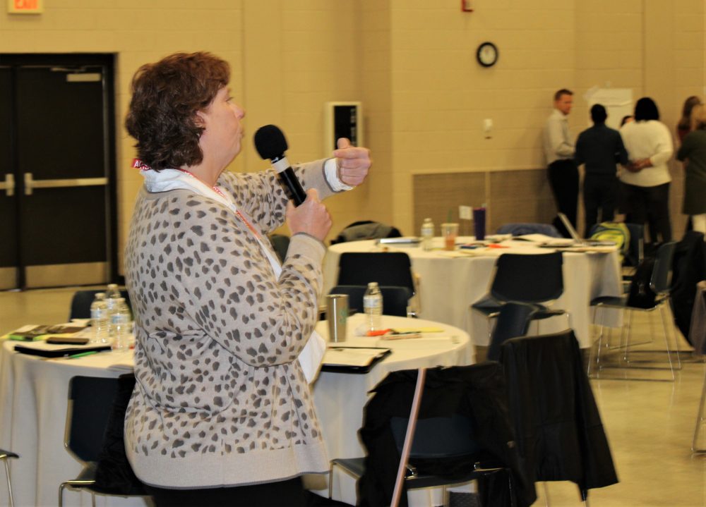 Laurie Pendleton presents a seminar in the Civic Center at Vance-Granville Community College.