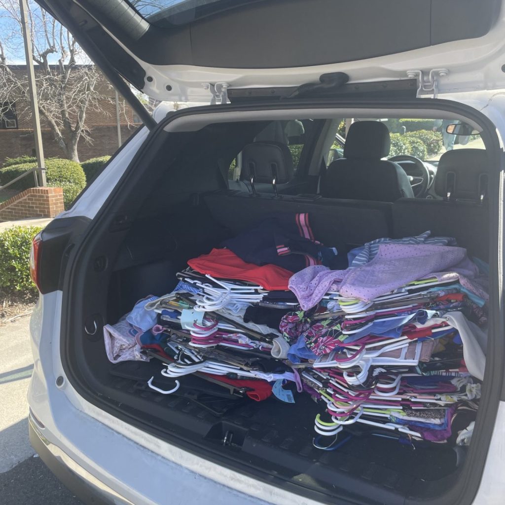 The Divine Children's Show delivers professional attire to the Career Clothing Closet at Vance-Granville Community College's Henderson Campus