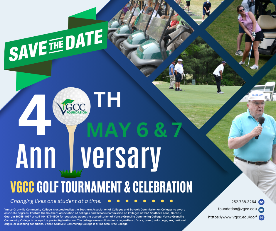 VGCC's 2024 Golf Tournament will take place May 6-7 in Henderson, NC.