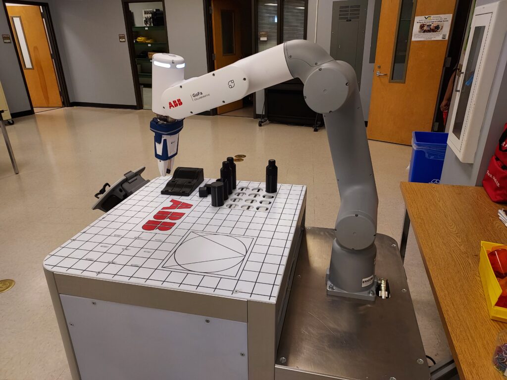 An ABB companion robot that can be used for pharmaceutical purposes. It is located in the Mechatronics Engineering lab.