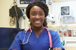 Nurse smiling.