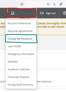 A screenshot of myVGCC showing where the button with your Vanguard ID is located in the top right corner.