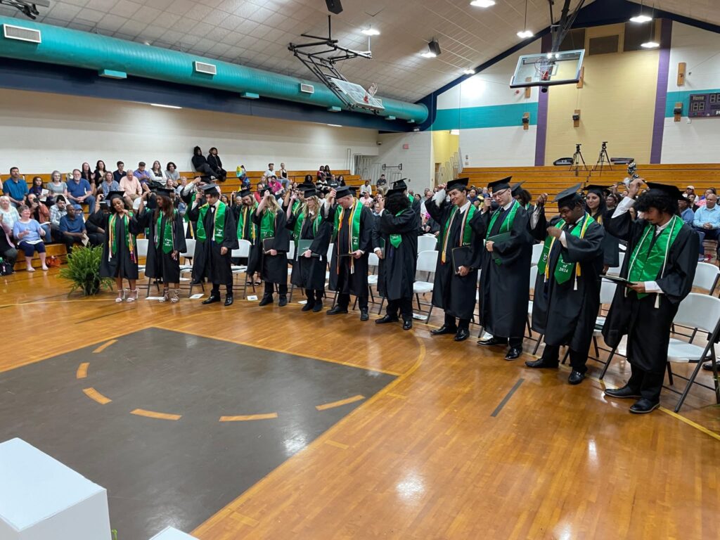 Class of 2024 Early College Graduates turning their tassel.