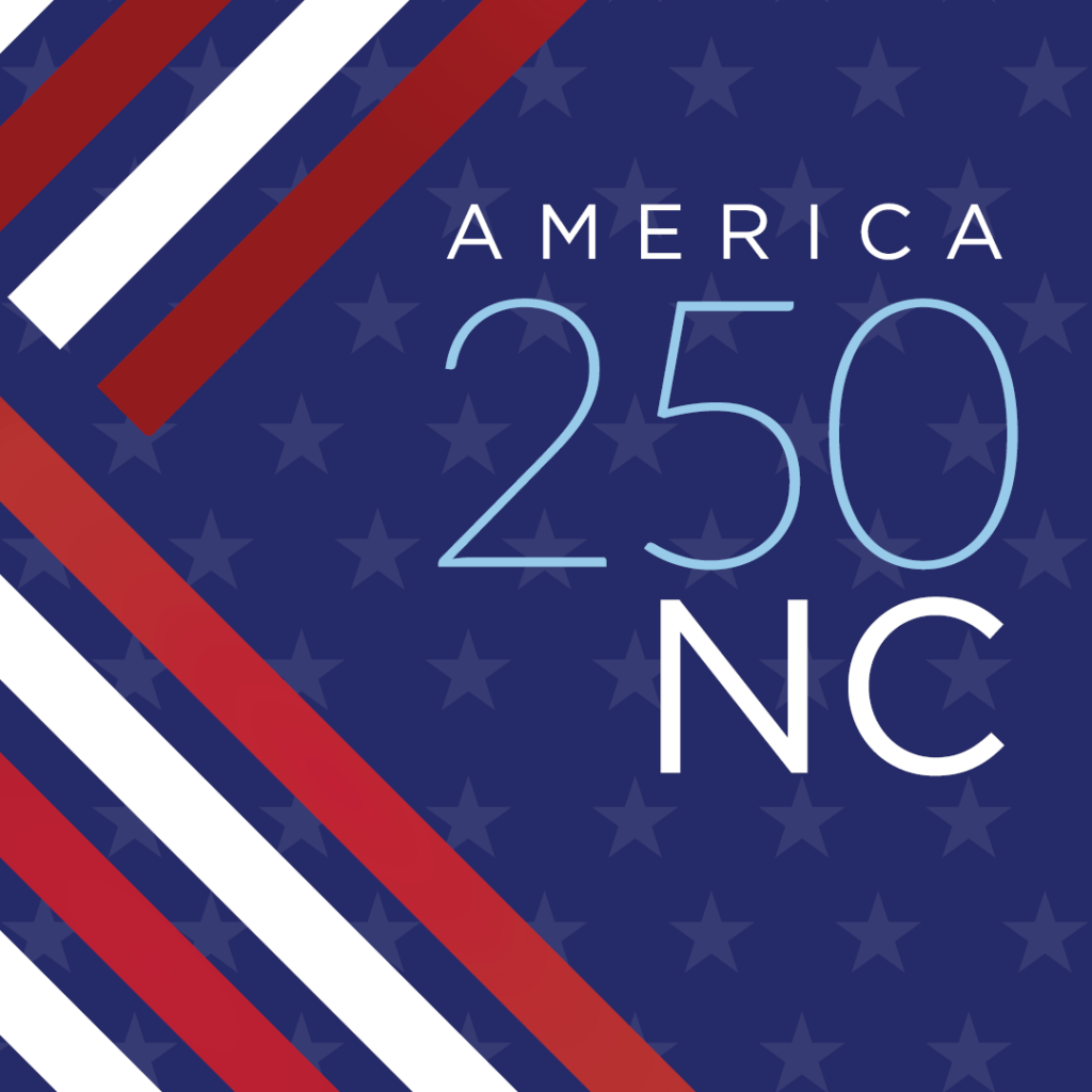 America 250 NC logo on a patriotic background